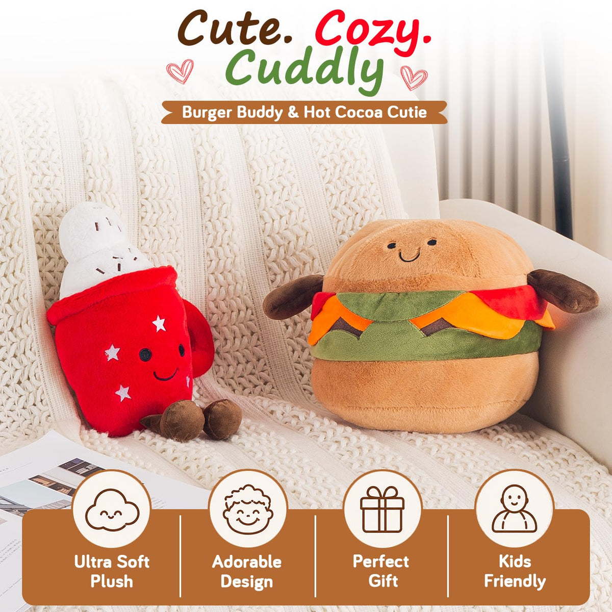 HOKIPO Coffee Mug Shaped Cushion for Kids Room & Cafe Decor, 35 cm