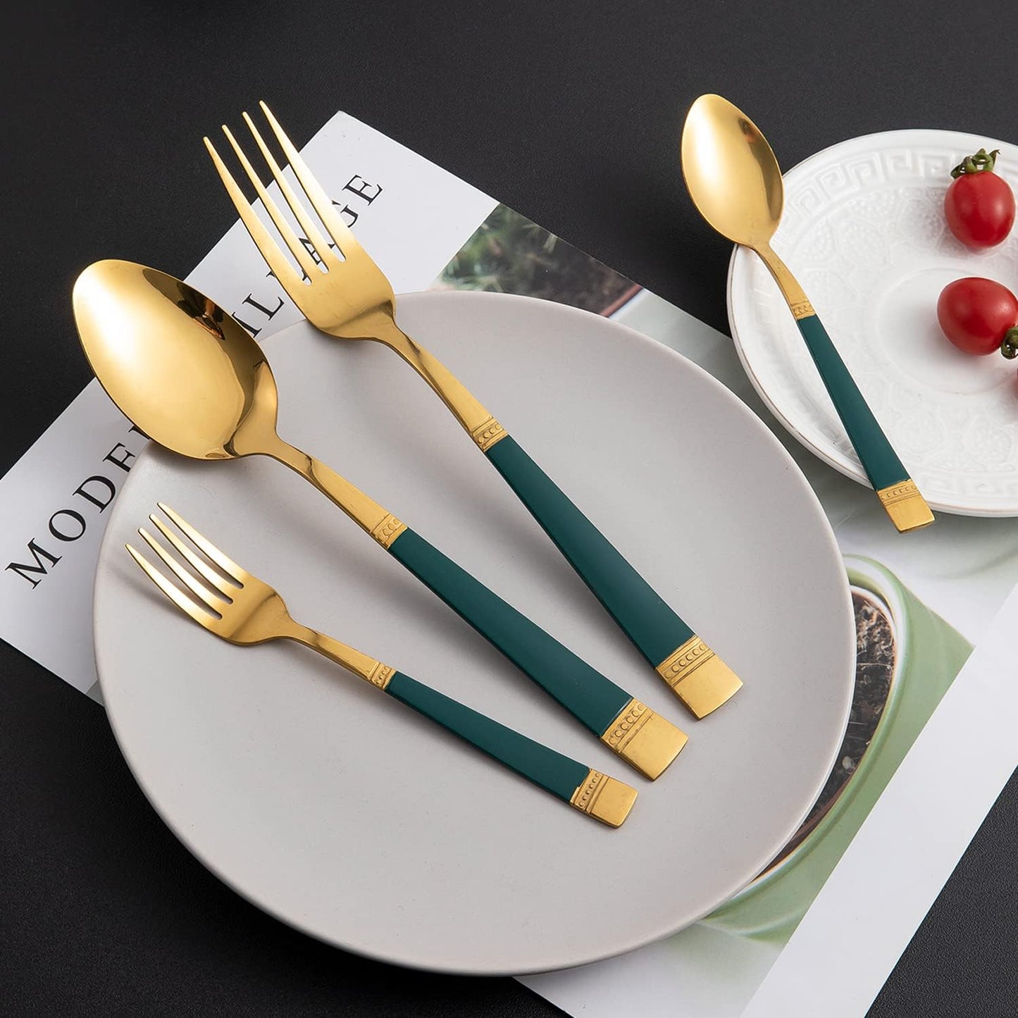 Cutlery Set of 18 / 24 Pcs Stainless Steel Flatware Set, Mirror Finish - Gold