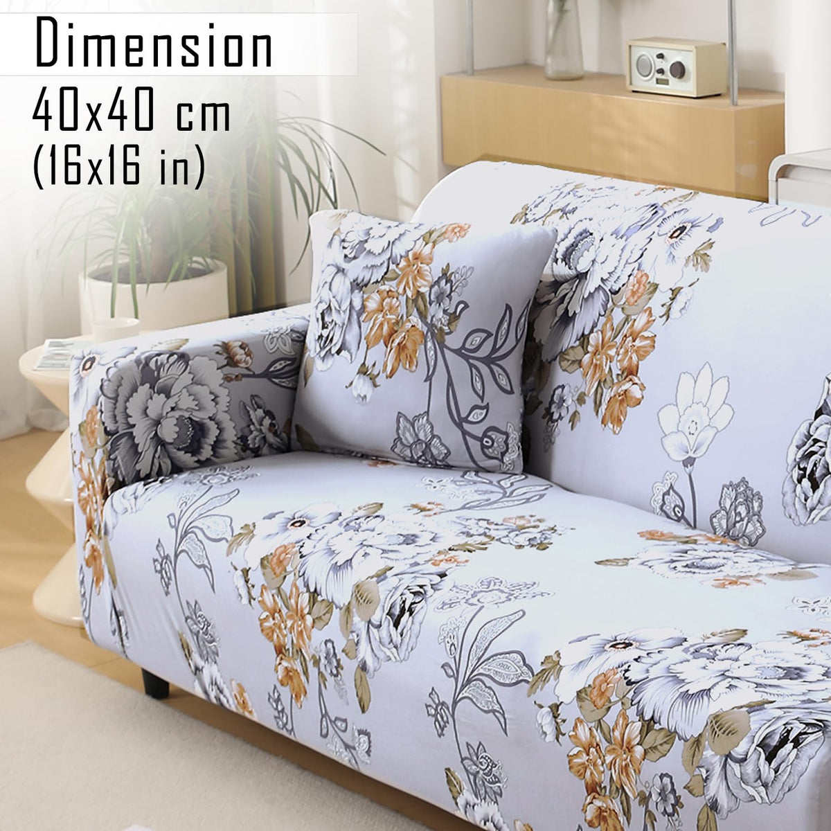 Gentle Grey Dahlia Floral Printed zippered sofa pillow covers Set of 2