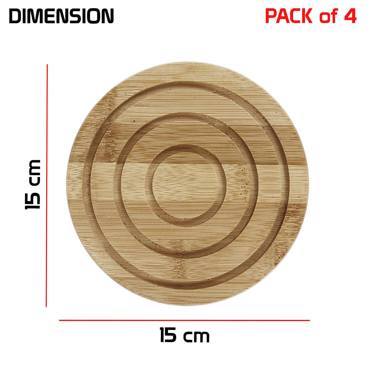 Buy Eco‑friendly Extra Thick Bamboo Coasters - Pack of 4