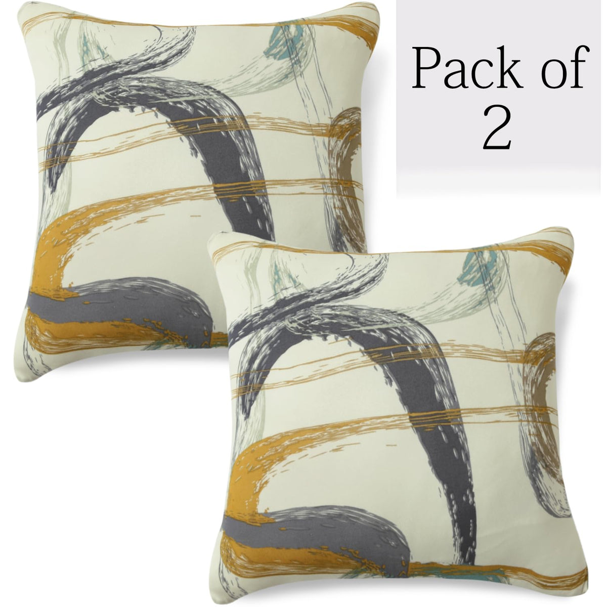 Parchement Beige Abstract Art Print 16x16 zippered square sofa pillow covers Set of 2