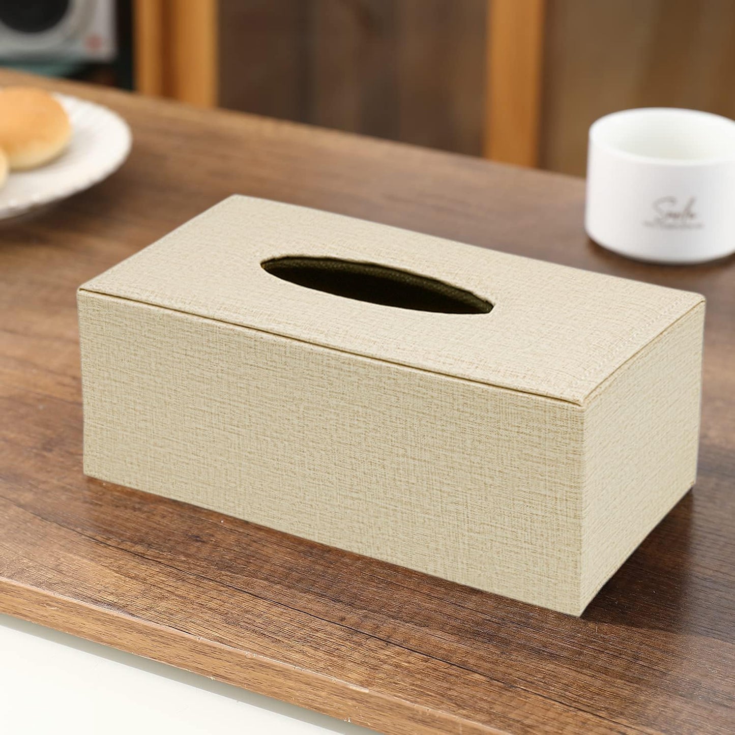 Faux Leather Tissue Paper Holder, Matt Beige