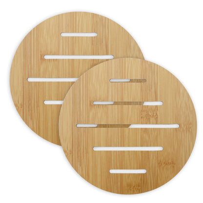 HOKIPO Eco-Friendly Extra Thick Bamboo Wooden Coasters for Dining Table Heat Pad for Kitchen - Pack of 2/4/6