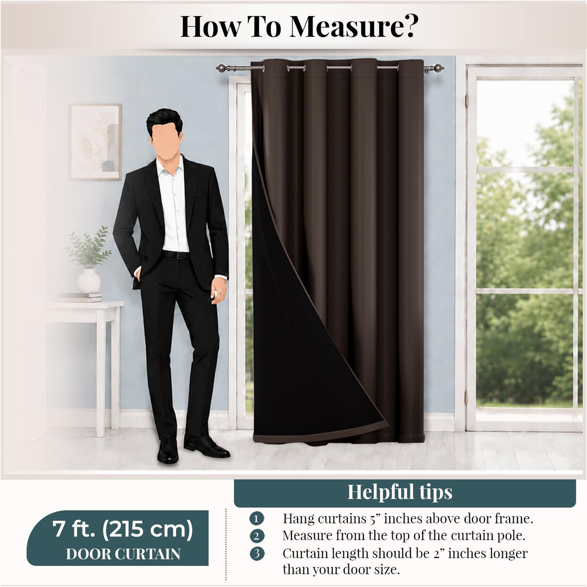 HOKIPO Midnight True Blackout Curtains, 7 Feet Long - Dark Brown - image 6