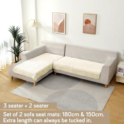 HOKIPO Premium Pebble Milk Velvet L Shape Sofa Cover Mat, Bliss White