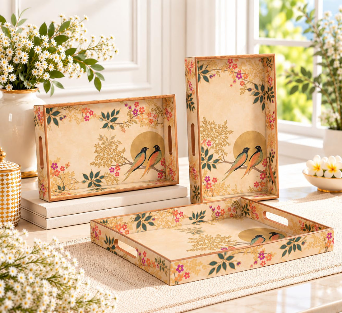 HOKIPO Serving Tray Set of 3, Engineered Wood, Sunhere Parinday - image 1