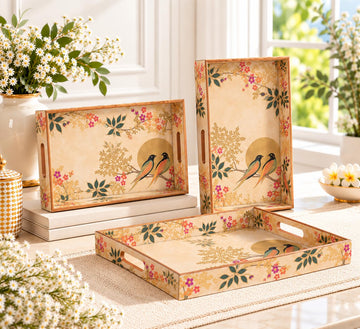 HOKIPO Serving Tray Set of 3, Engineered Wood, Sunhere Parinday - image 1