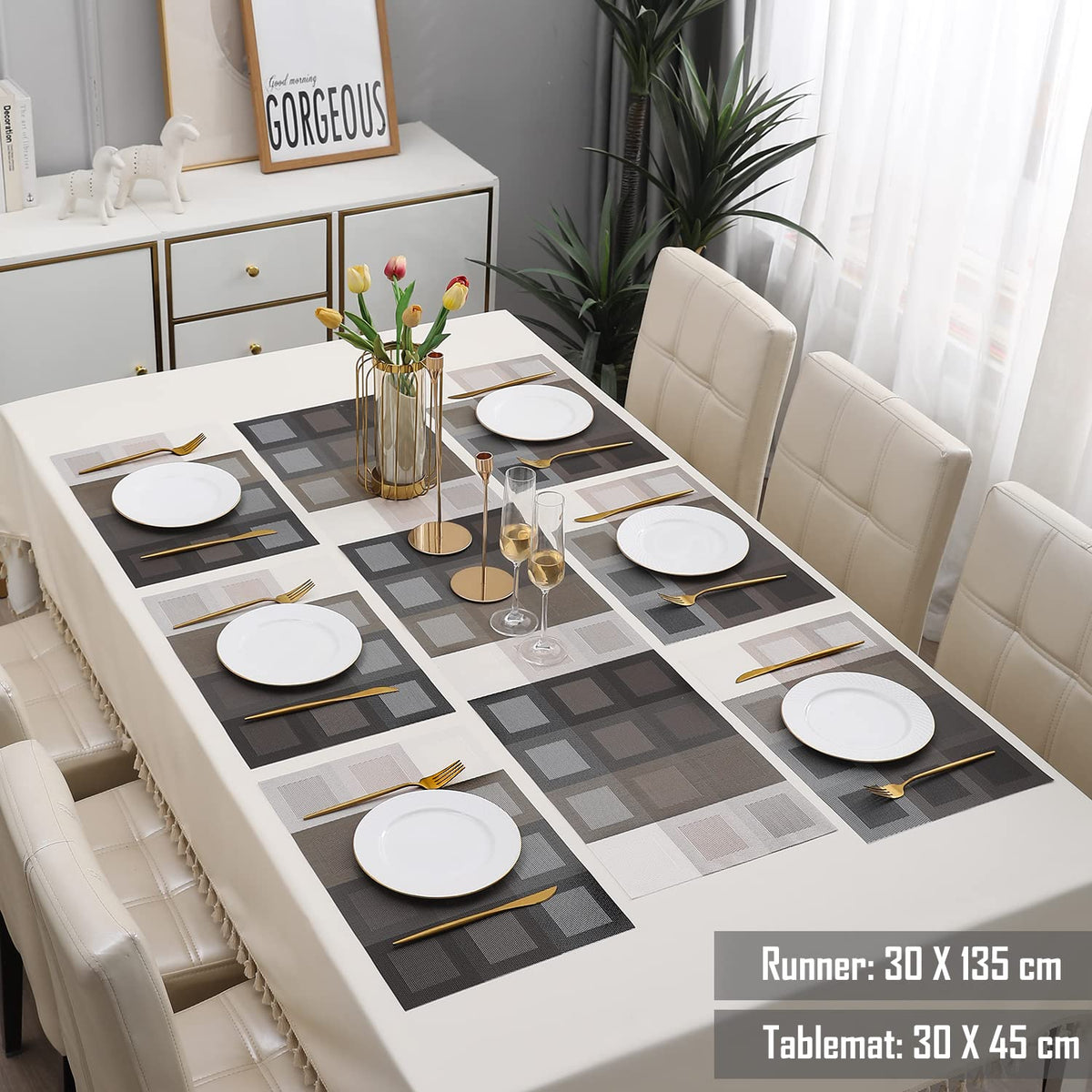 PVC Dining Table Mats, Gradient Brown