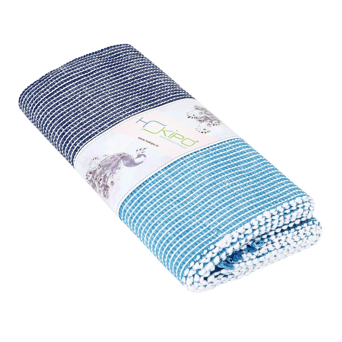 Ribbed Cotton Heat Resistant Dining Table Mat, Sky Blue