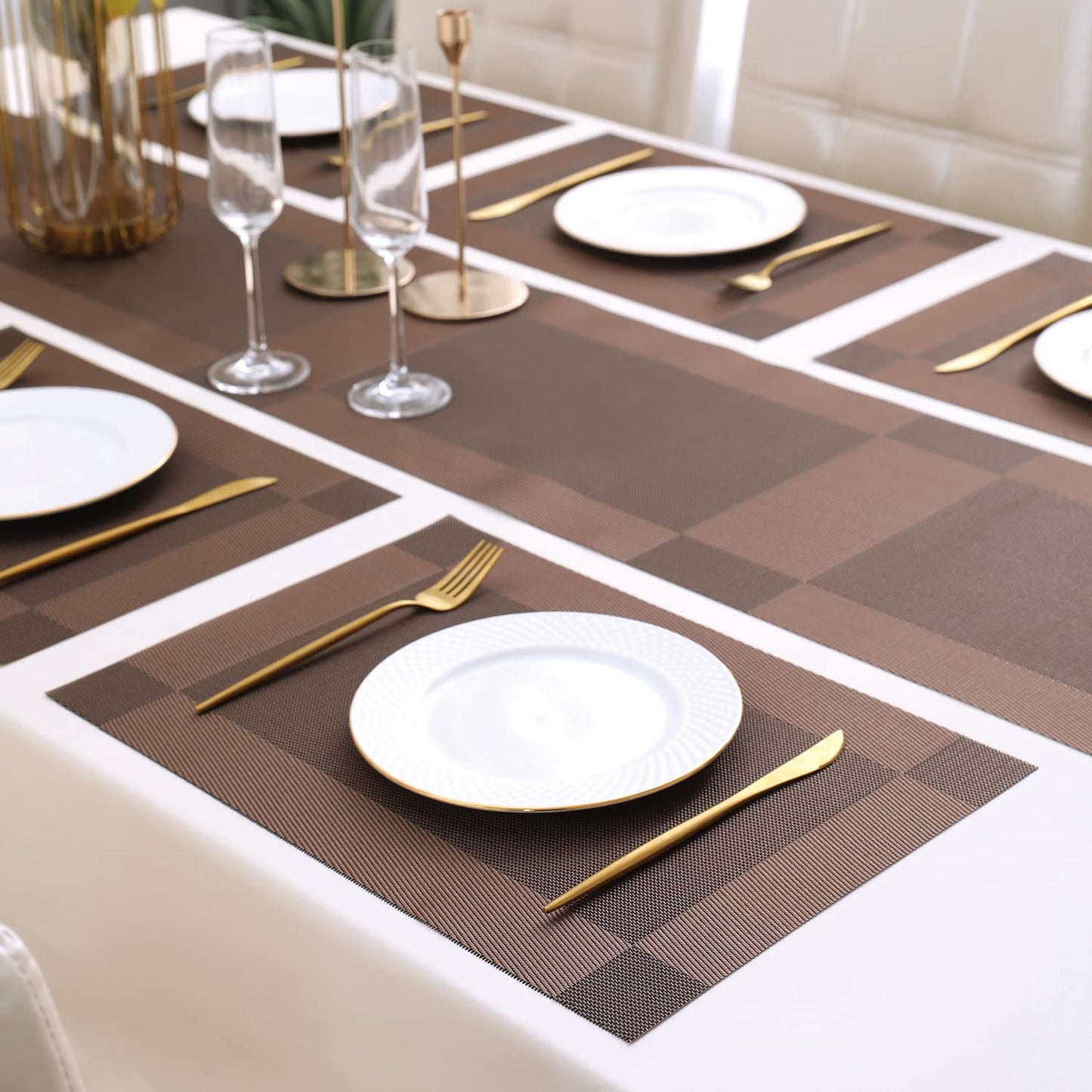 PVC Dining Table Mats, Dark Brown