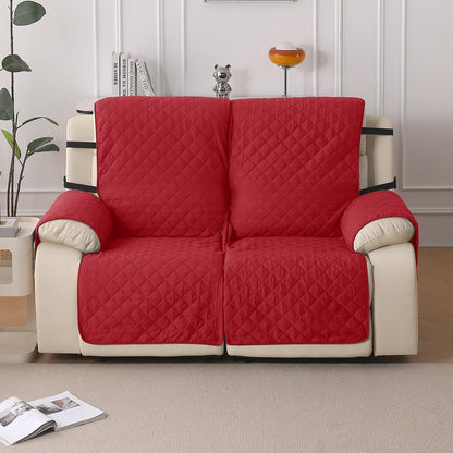 UrbanQuilt Recliner Sofa Slipcover Mat with Dual Belt for 1/2/3 Seater - Scarlet Red