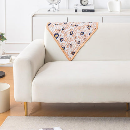 Printed Quilted Sofa Cover Mats,Light Peach Candytuft