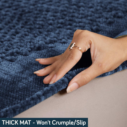 Handloom Made Thick Poly Velvet Reversible Sofa Mat for 1/2/3 Seater, Anchor Grey
