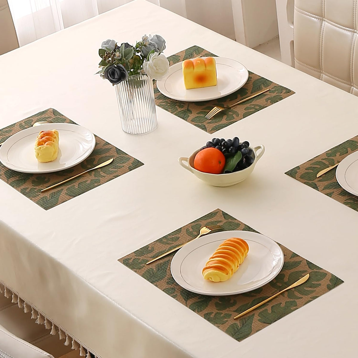 Botanical Tropic PVC Mats for Dining Table - Cana Lily Leaves