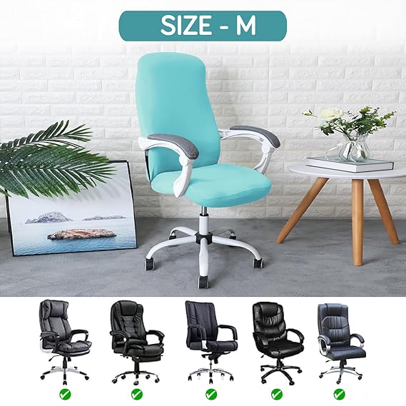 HOKIPO 140gsm Stretchable Office Chair Cover, Sky Blue - Medium / Large