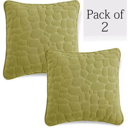 Buy Pristine Green Colour Premium Zippered Pebble Texture Milk Velvet cushion covers in set of 2