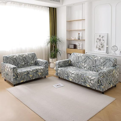 Frost Grey Marginata Printed Stretchable Sofa Cover