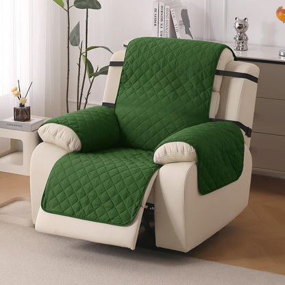 UrbanQuilt Recliner Sofa Slipcover Mat with Dual Belt for 1/2/3 Seater - Forest Green