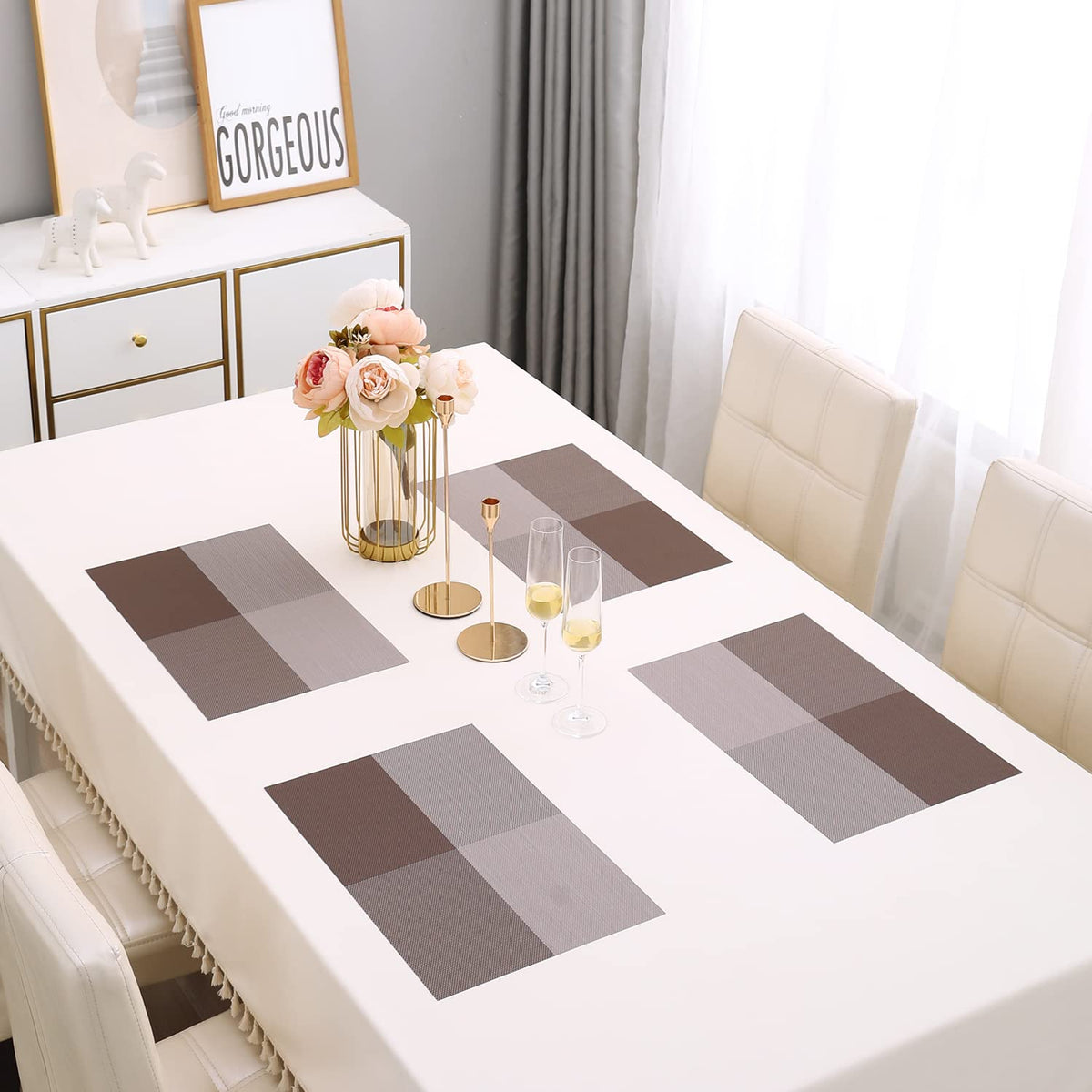 PVC Dining Table Mats, Brown