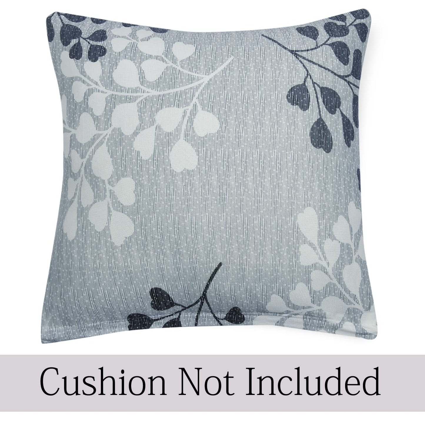 HOKIPO Stretchable Pack of 2 Cushion Cover 16x16, Grey Leaves