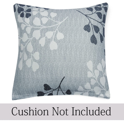 HOKIPO Stretchable Pack of 2 Cushion Cover 16x16, Grey Leaves