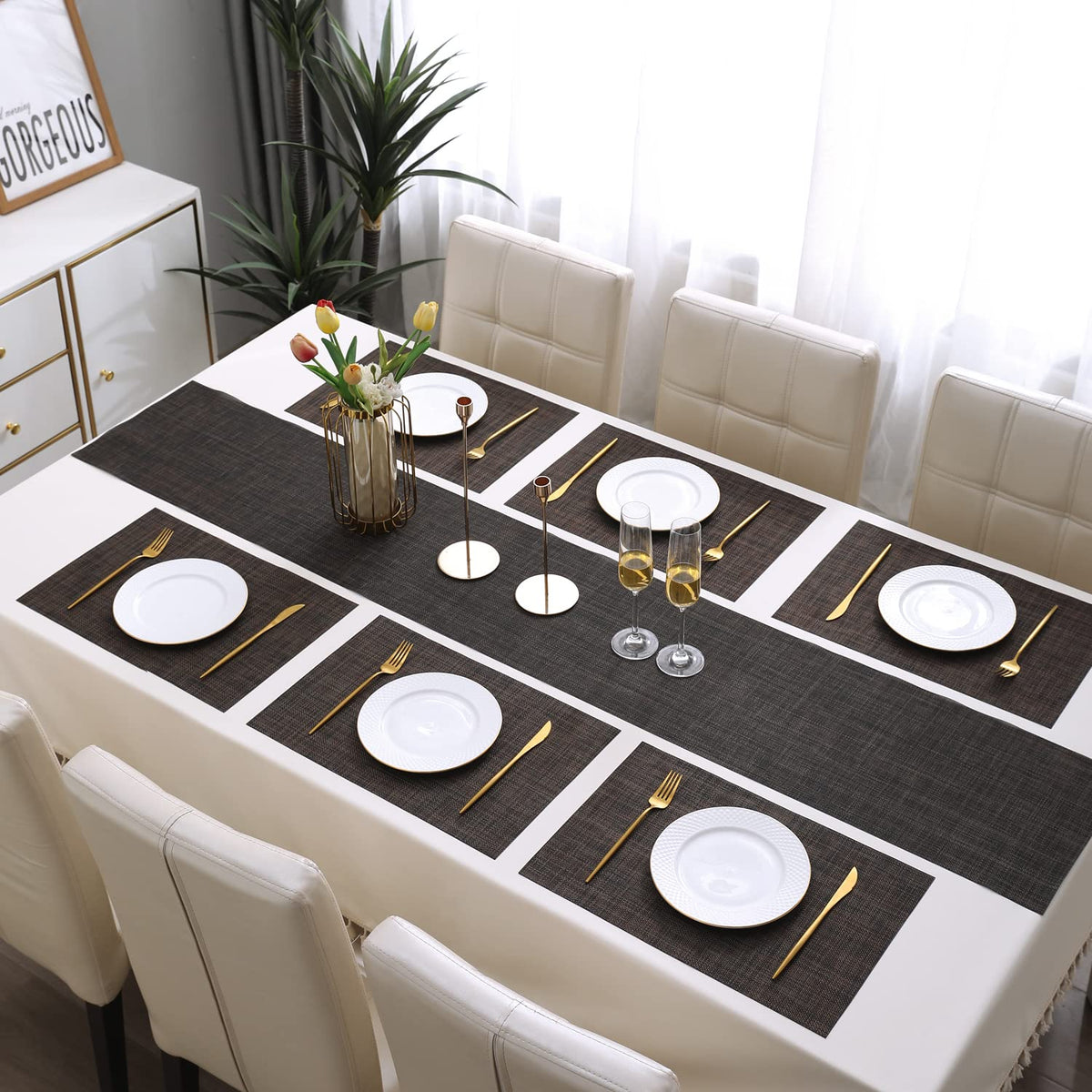 PVC Dining Table Mats, Dark Brown