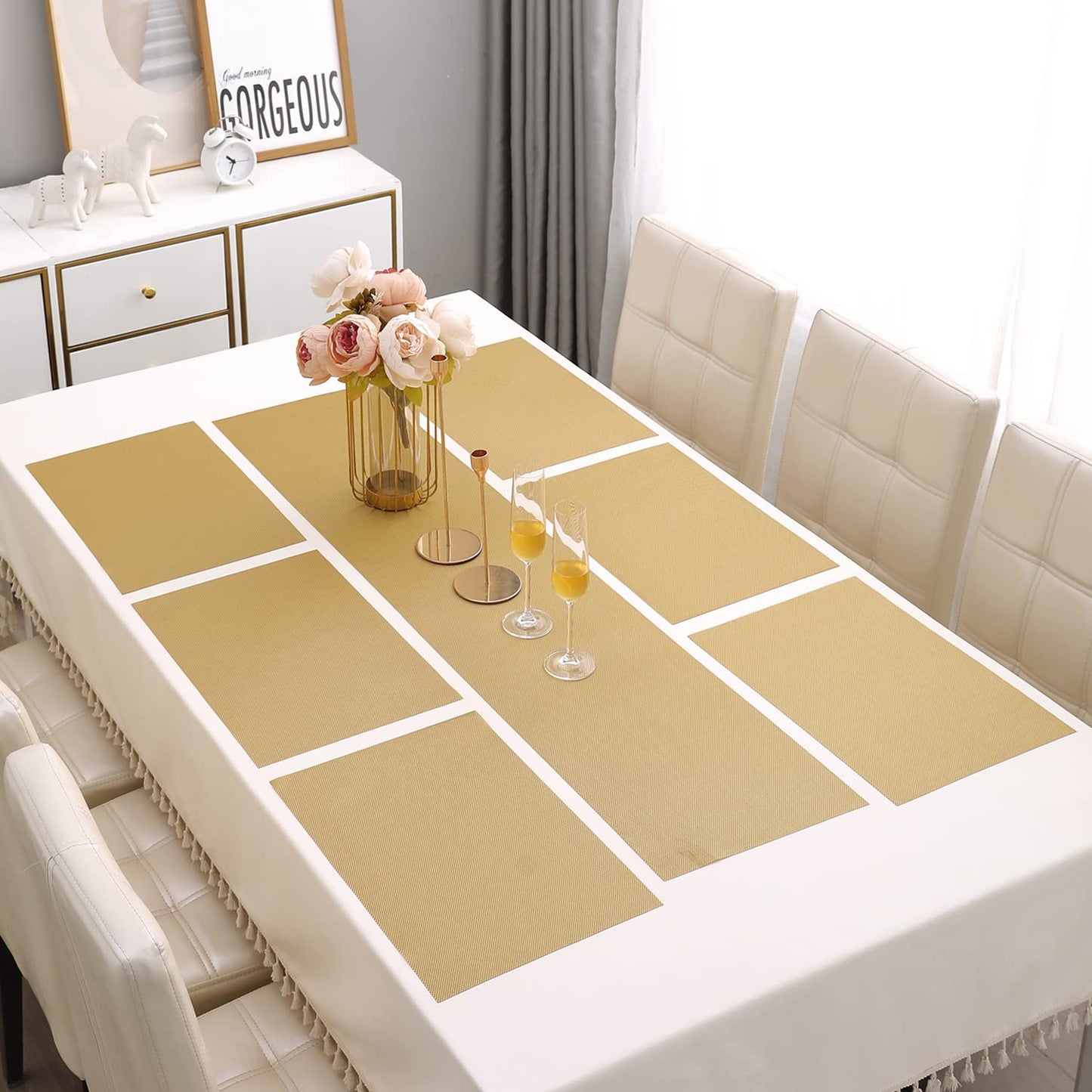 PVC Dining Table Mats, Golden