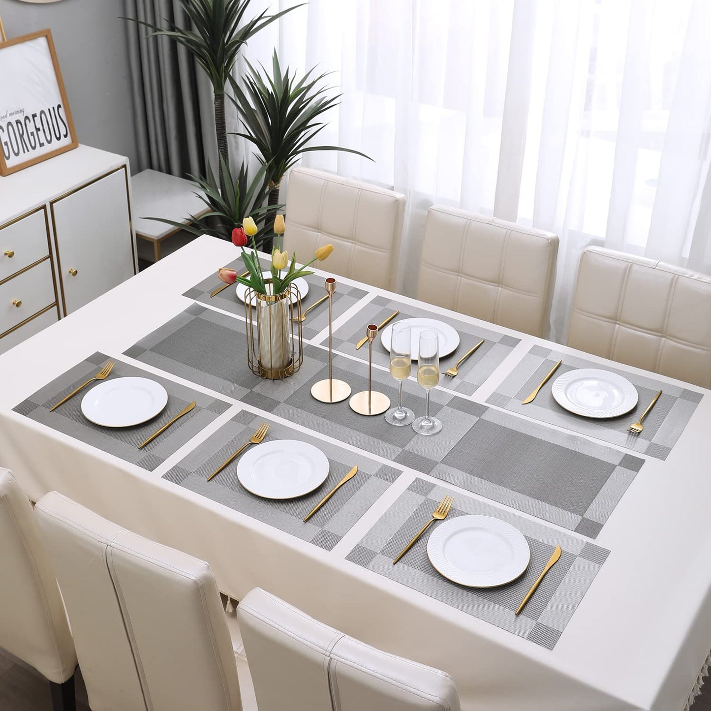 PVC Dining Table Mats, Grey