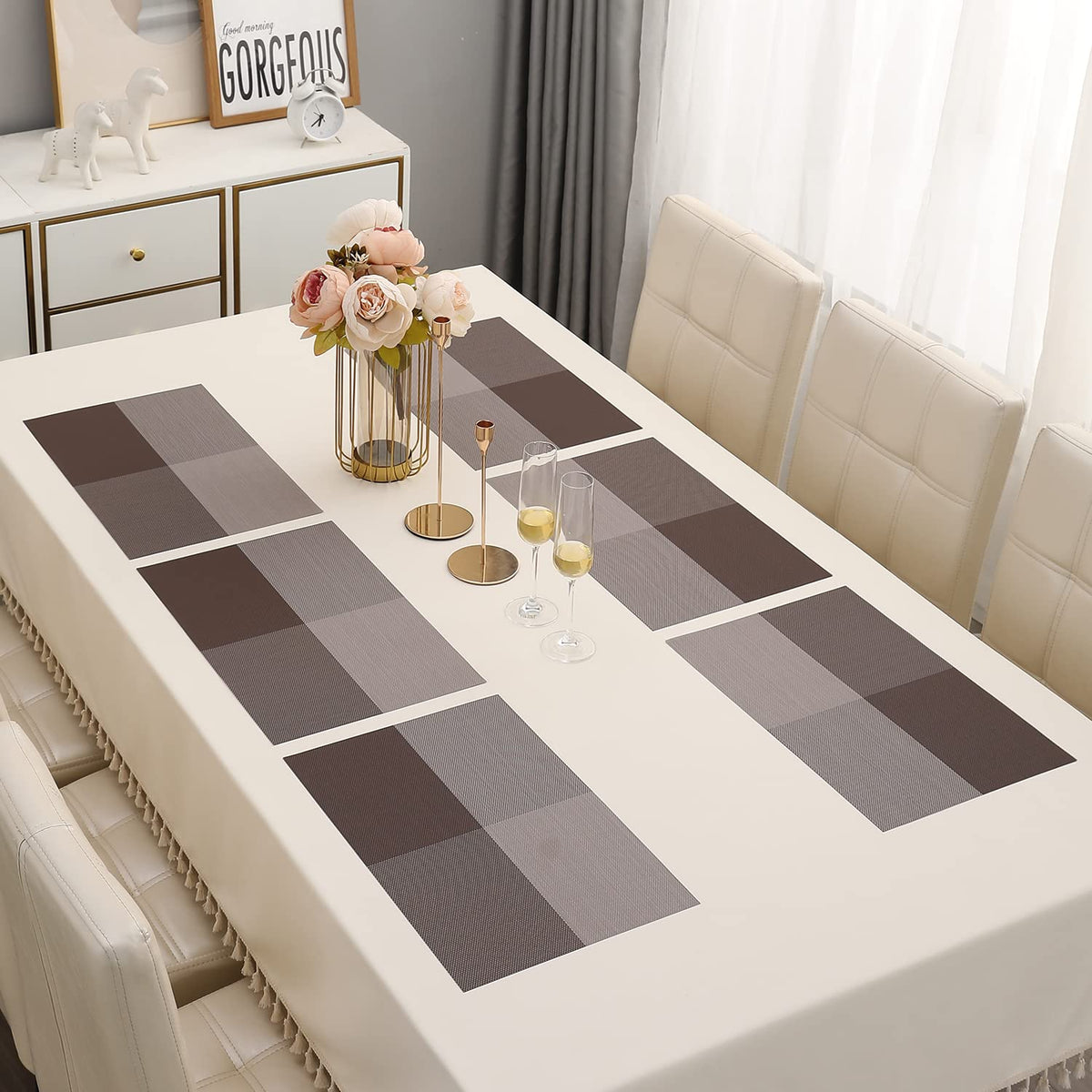 PVC Dining Table Mats, Brown