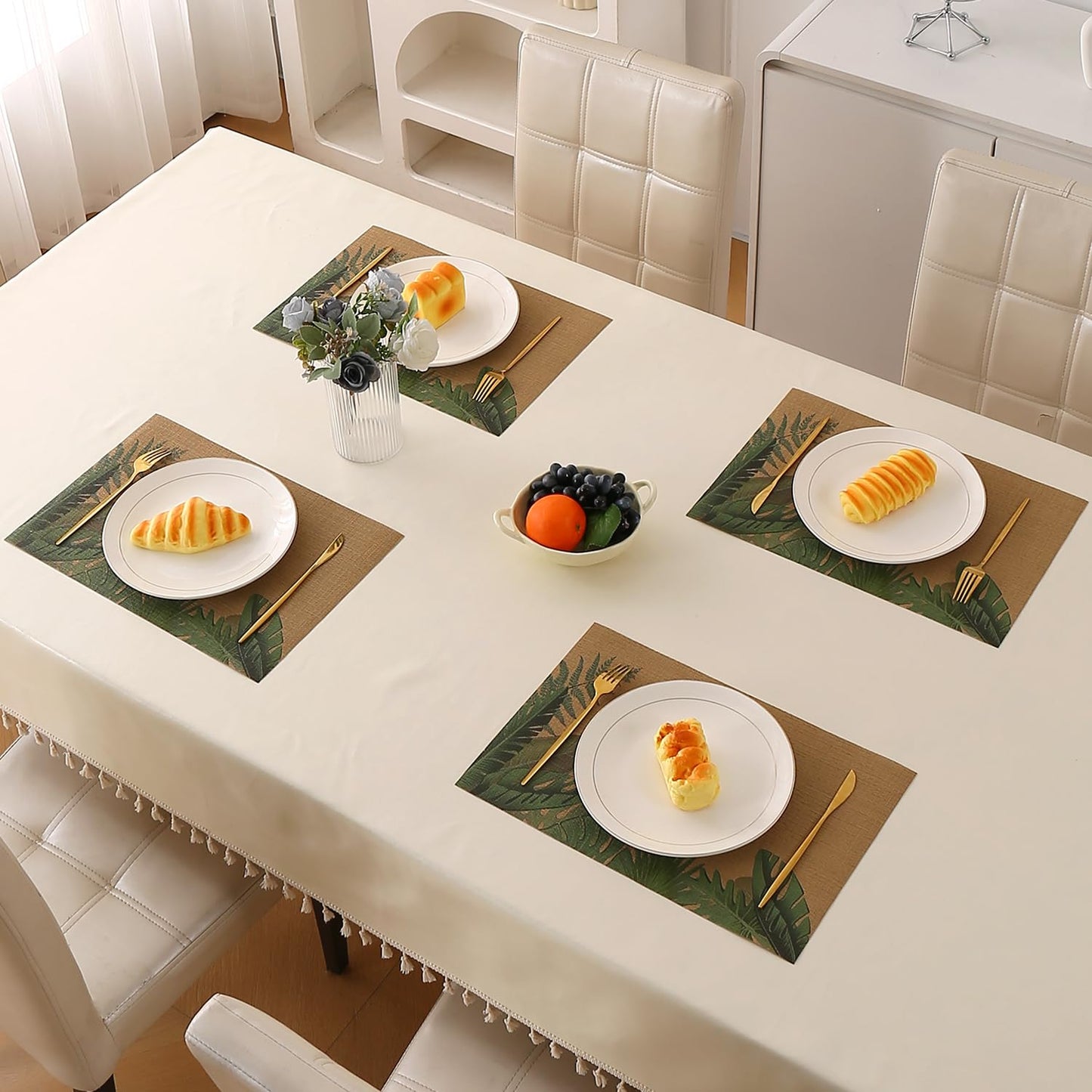 Botanical Tropic PVC Mats for Dining Table - Bird of Paradise Leaves