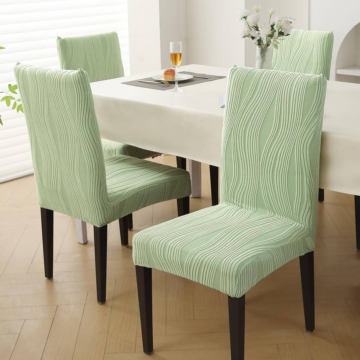 Nestiva Series Stretchable Knitting Jacquard Chair Cover - Pastel Green