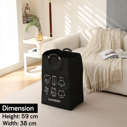 Folding Laundry Bag for Clothes Hamper Basket, Collapsible Storage Basket, Black