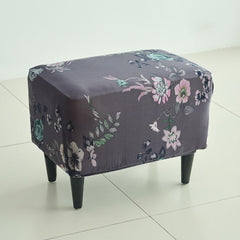 Stretchable 140 GSM Footstool Cover, Bentonite Grey Budding Florals