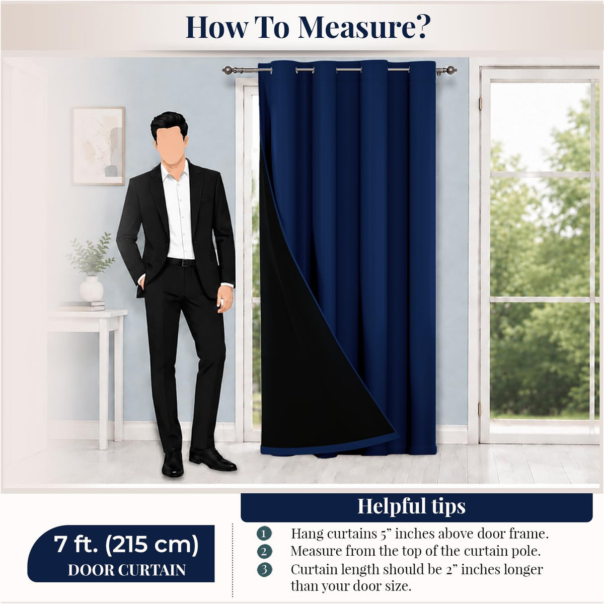 HOKIPO Midnight True Blackout Curtains, 7 Feet Long - Royal Blue - image 6