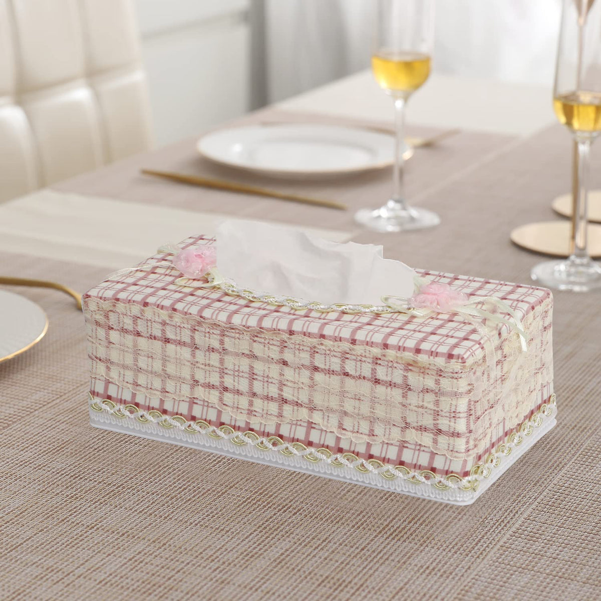 Plastic Tissue Box Holder, Ivory