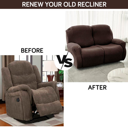 Premium 170 GSM Jacquard Fully Covered Recliner Sofa Cover for 1/2/3 Seaters, Brown