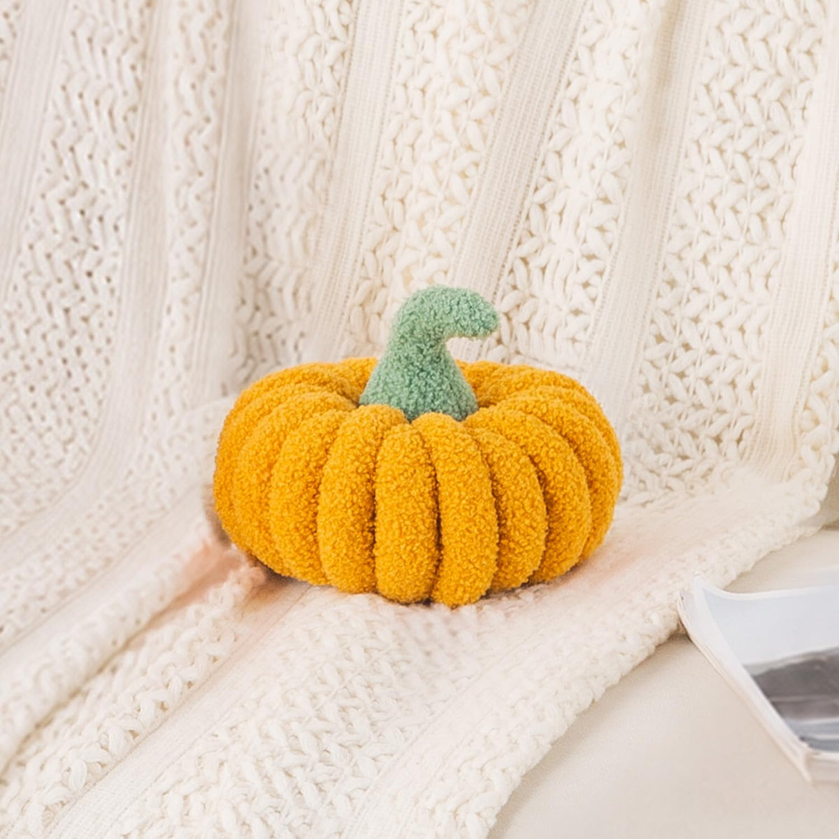 HOKIPO Pumpkin Shaped Throw Pillow for Fall & Party Decor, 20 cm, Yellow