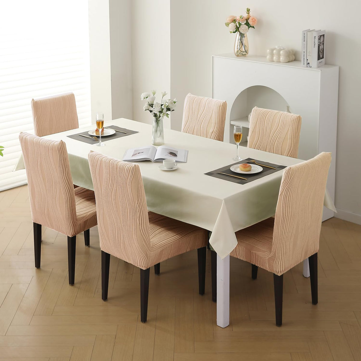 Nestiva Series Stretchable Knitting Jacquard Chair Cover - Blush Beige