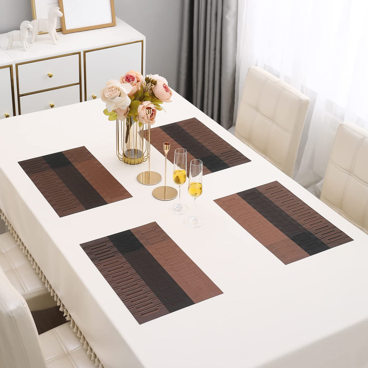 PVC Dining Table Mats, Metalic Brown