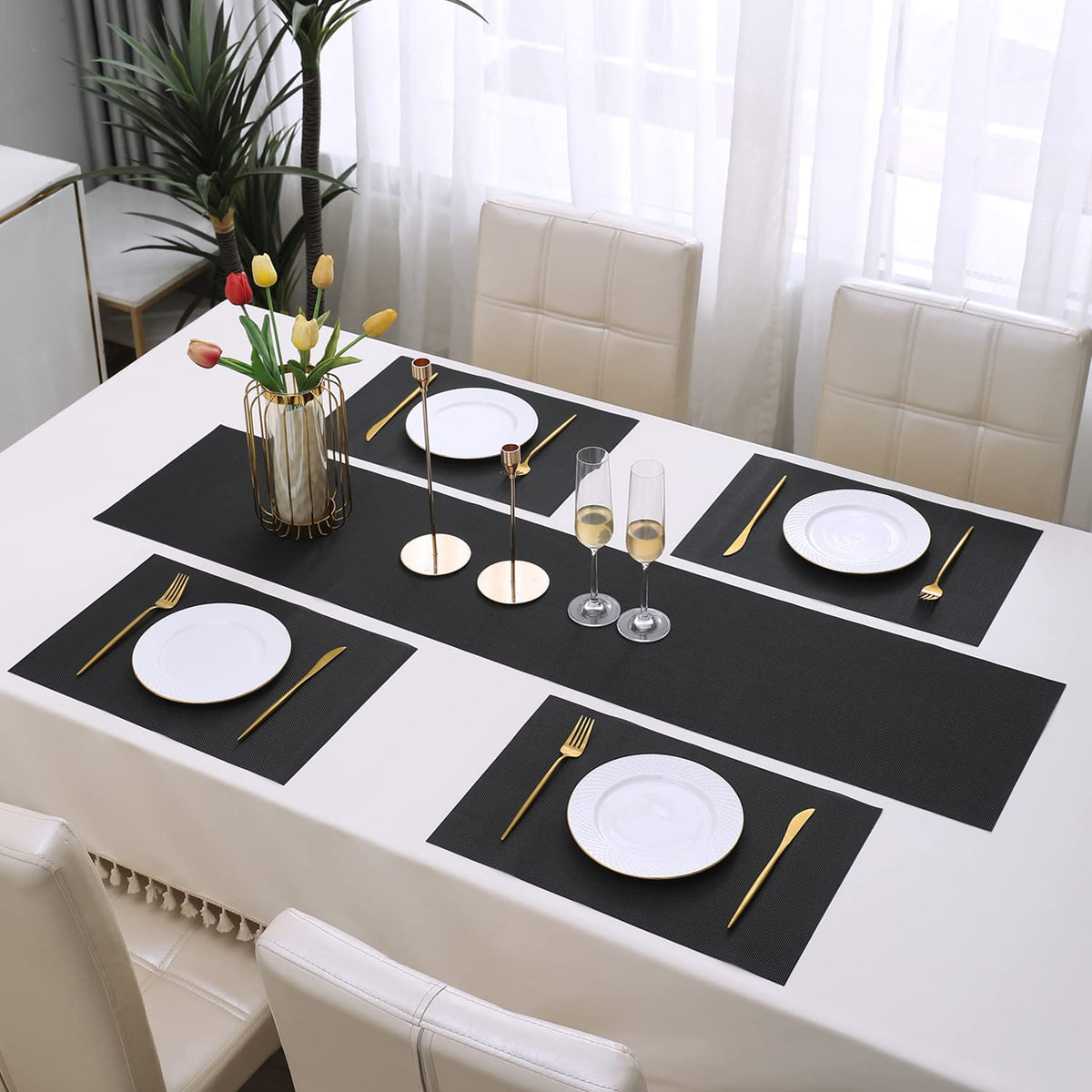 PVC Dining Table Mats, Jet Black