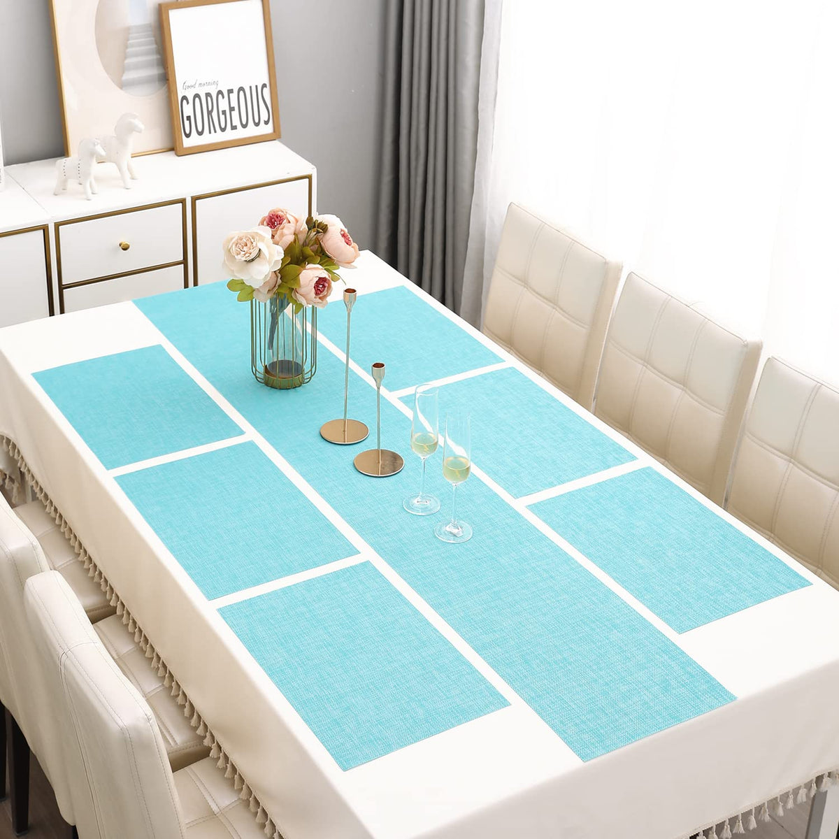 PVC Dining Table Mats,Turquoise