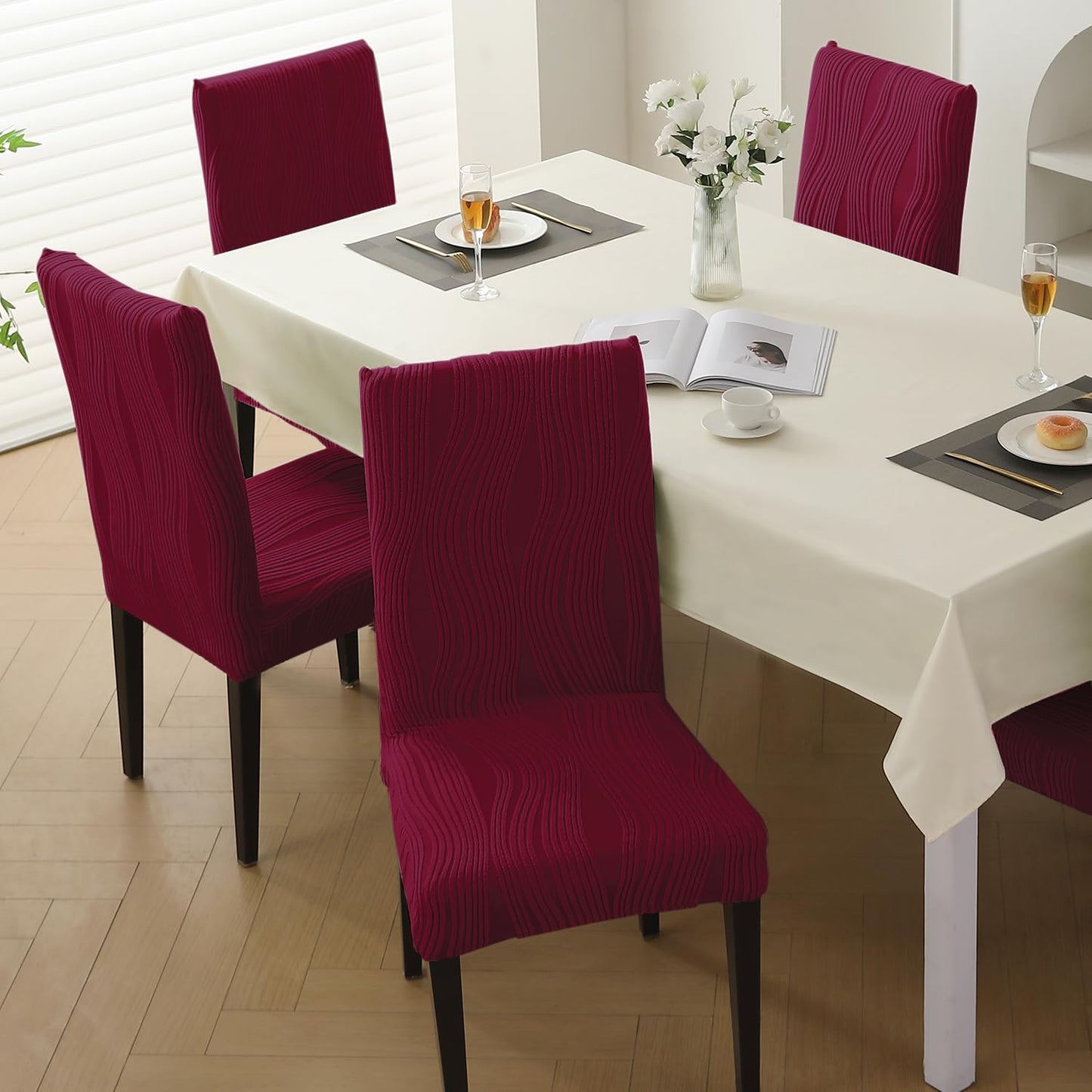 Nestiva Series Stretchable Knitting Jacquard Chair Cover - Burgundy