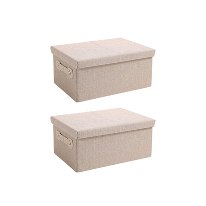 Organisers Storage Box with Lid, Beige, Pack of 1/2