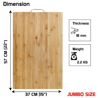 Natural Bamboo Wood Jumbo Cutting Board for Kitchen, 57x37 cm, Brown, Rectangle
