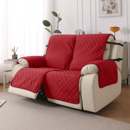 UrbanQuilt Recliner Sofa Slipcover Mat with Dual Belt for 1/2/3 Seater - Scarlet Red
