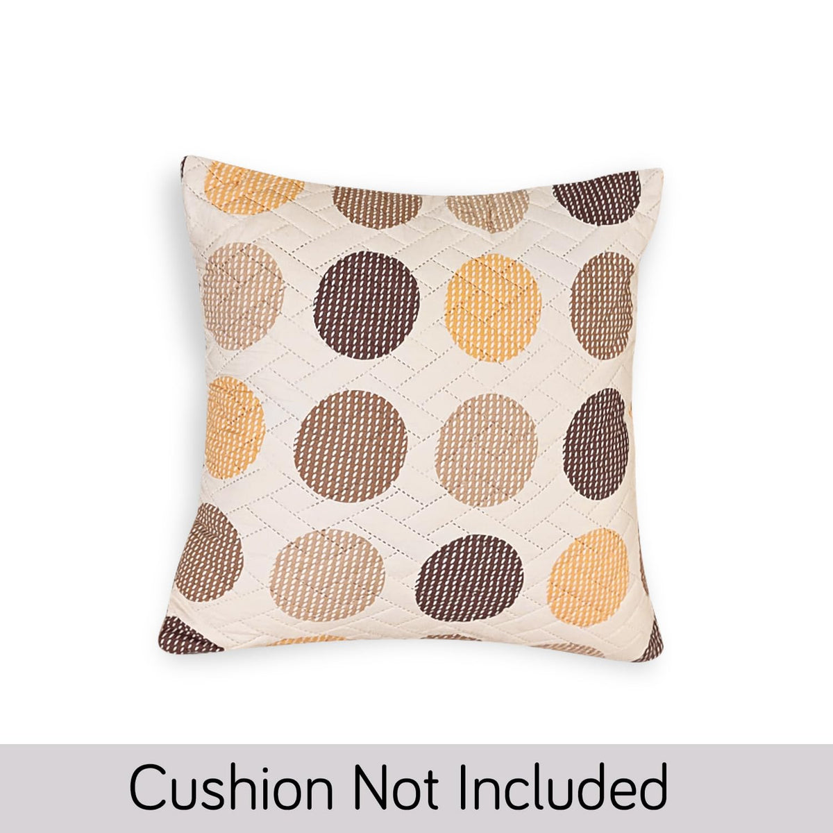 Quilted Printed Sofa Cover with Pockets, Brown Polka Dot