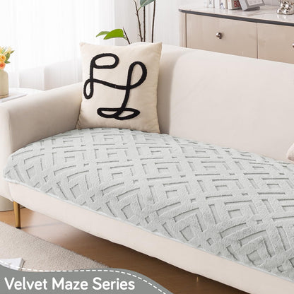 Velvet Maze Premium L Shape Sofa Cover Seat Mat, Light Grey