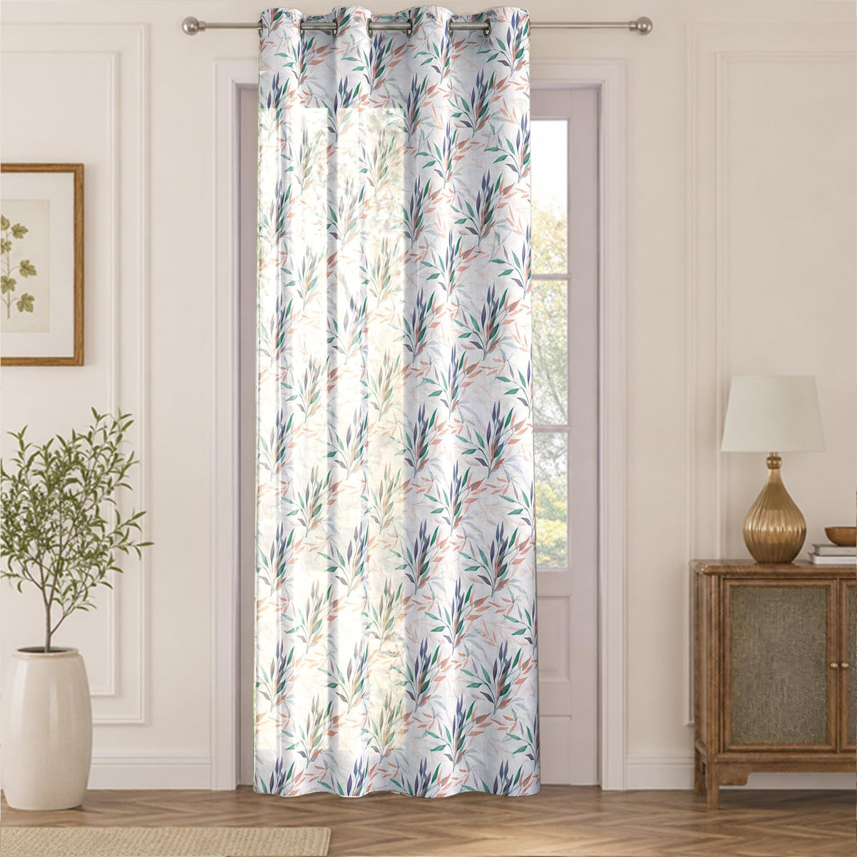 HOKIPO Petals & Poetry Sheer Curtains, 7 Feet Long - Willow Breeze - image 2
