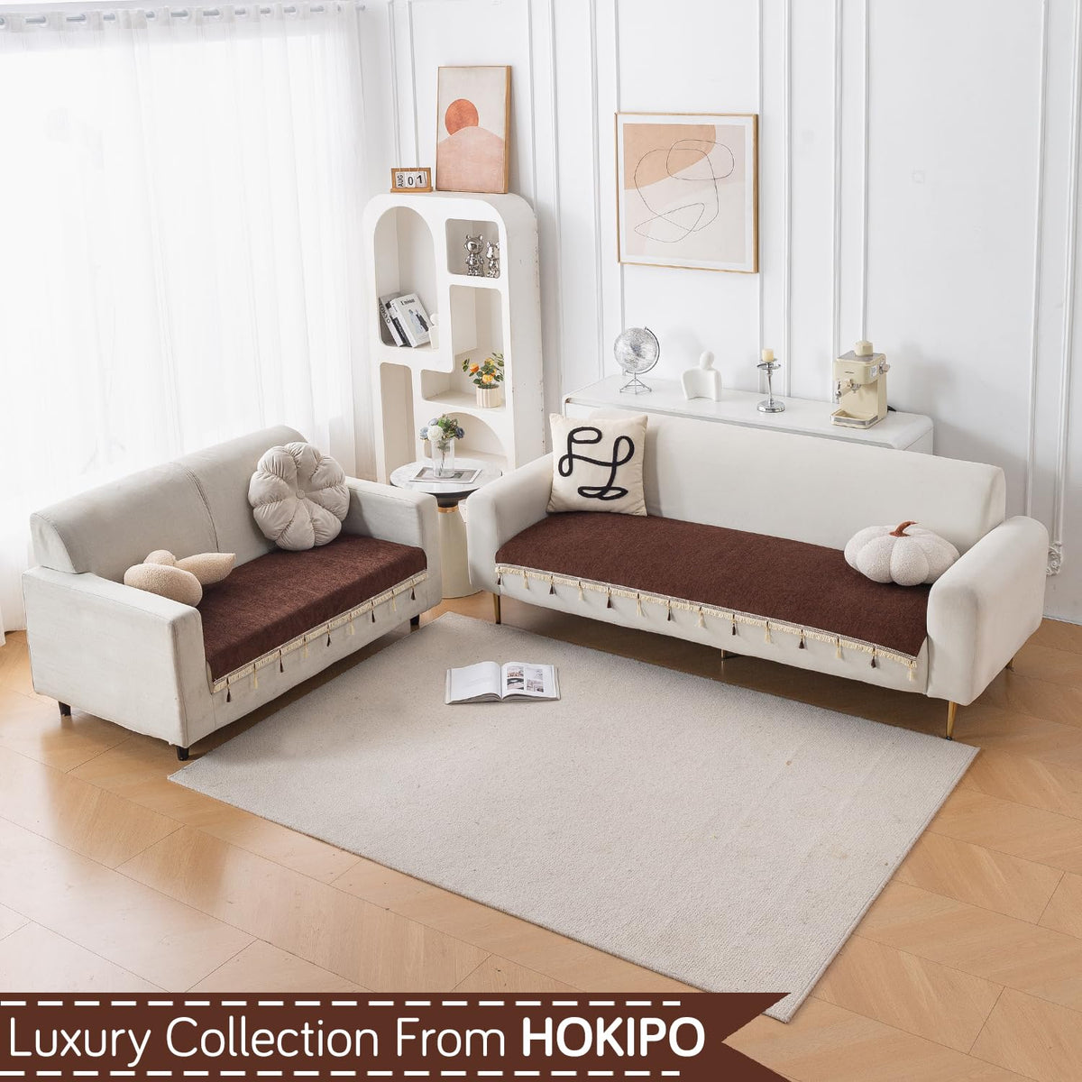 Serenity Tassel Chenille Sofa Cover with Tassel – Chestnut Luxe