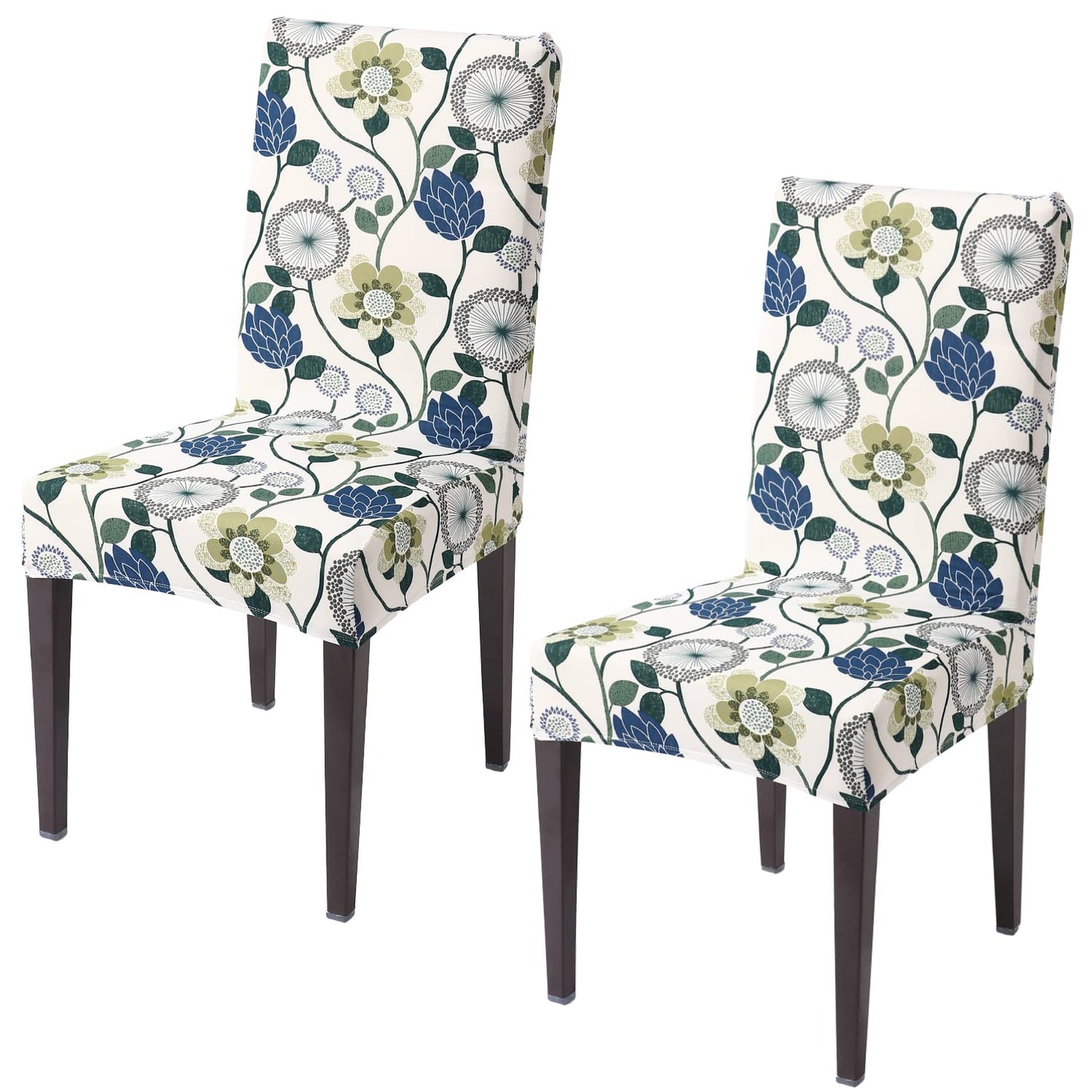 Elastic Stretchable Dining Chair Cover, Blue Dandelion Flower